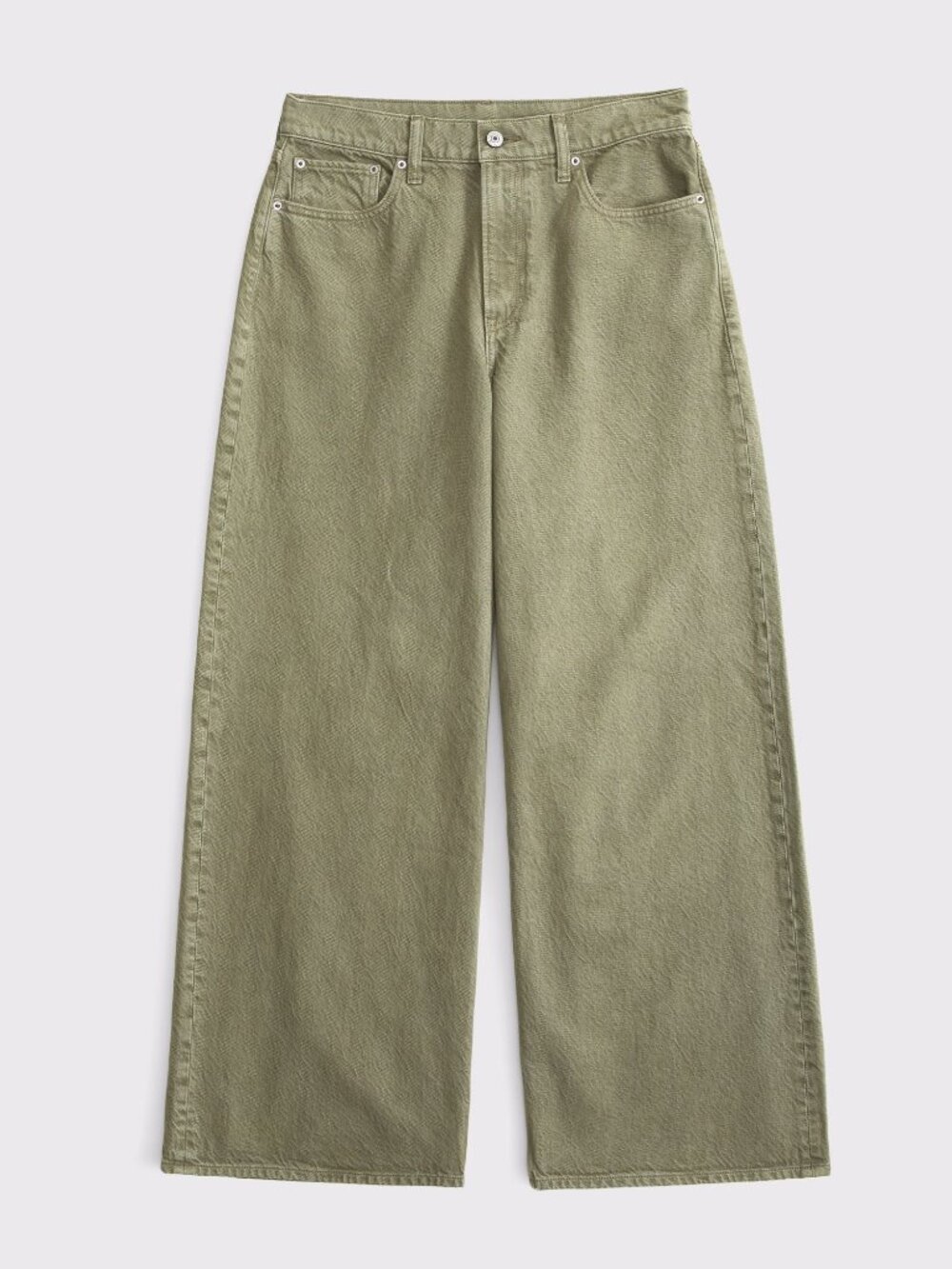 NWT Abercrombie High Rise Wide Leg Jeans Olive Green 27 Short